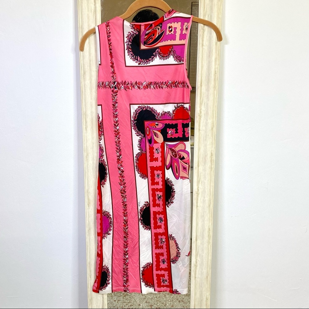 Emilio Pucci white pink red geometric print dress - Picture 9 of 16